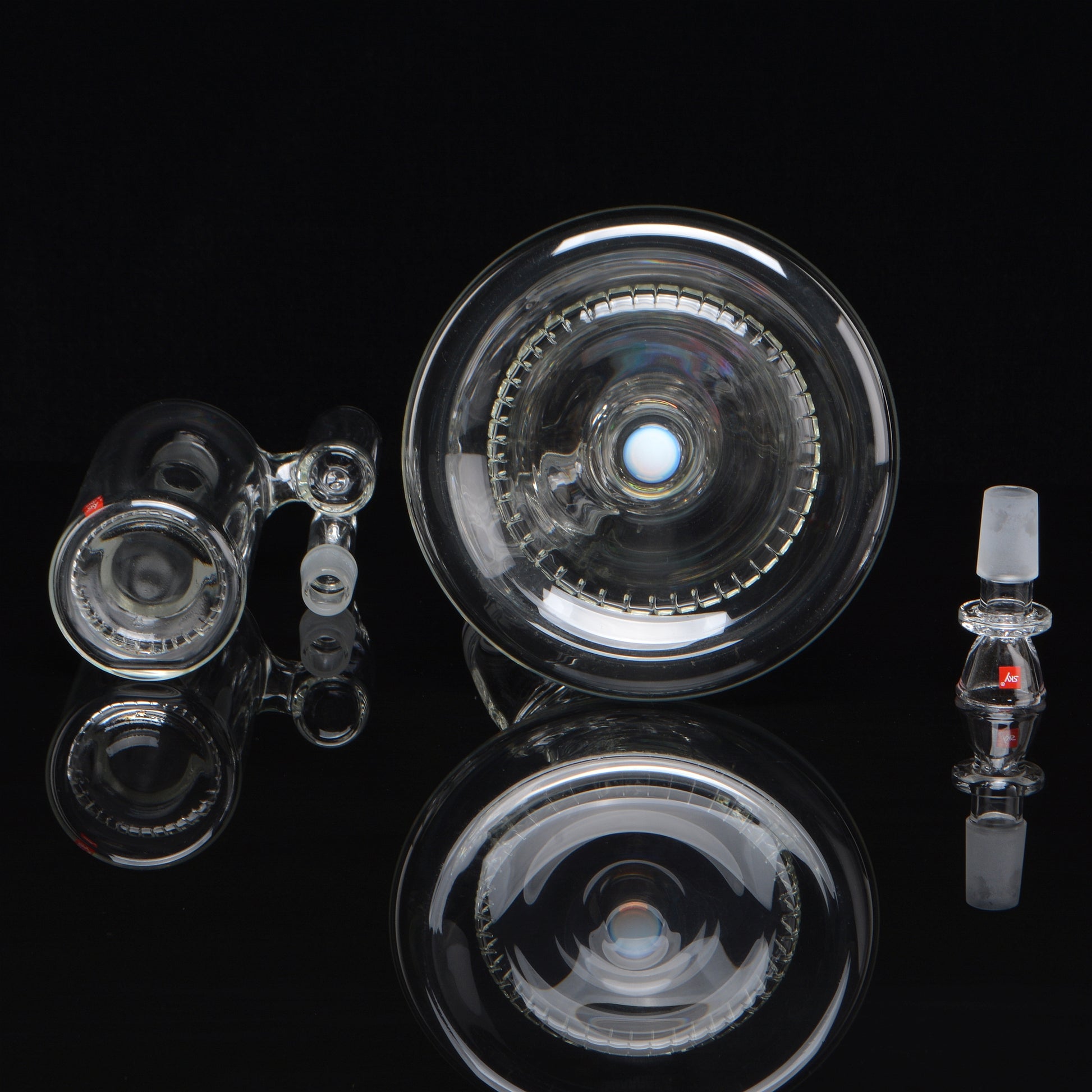 Base shot of the showerhead splashcatcher, fuison perk, and bowl piece