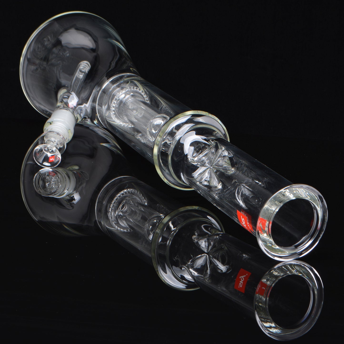 Zenith 18in shower head beaker bong, laying down