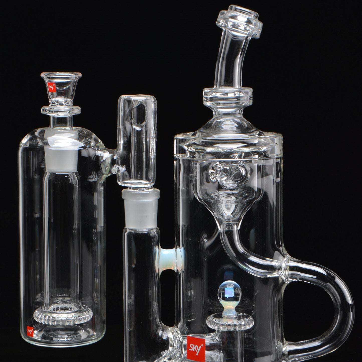 Quantum Klein Recycler Set, close up of the mouthpeice and showerhead splashcatcher