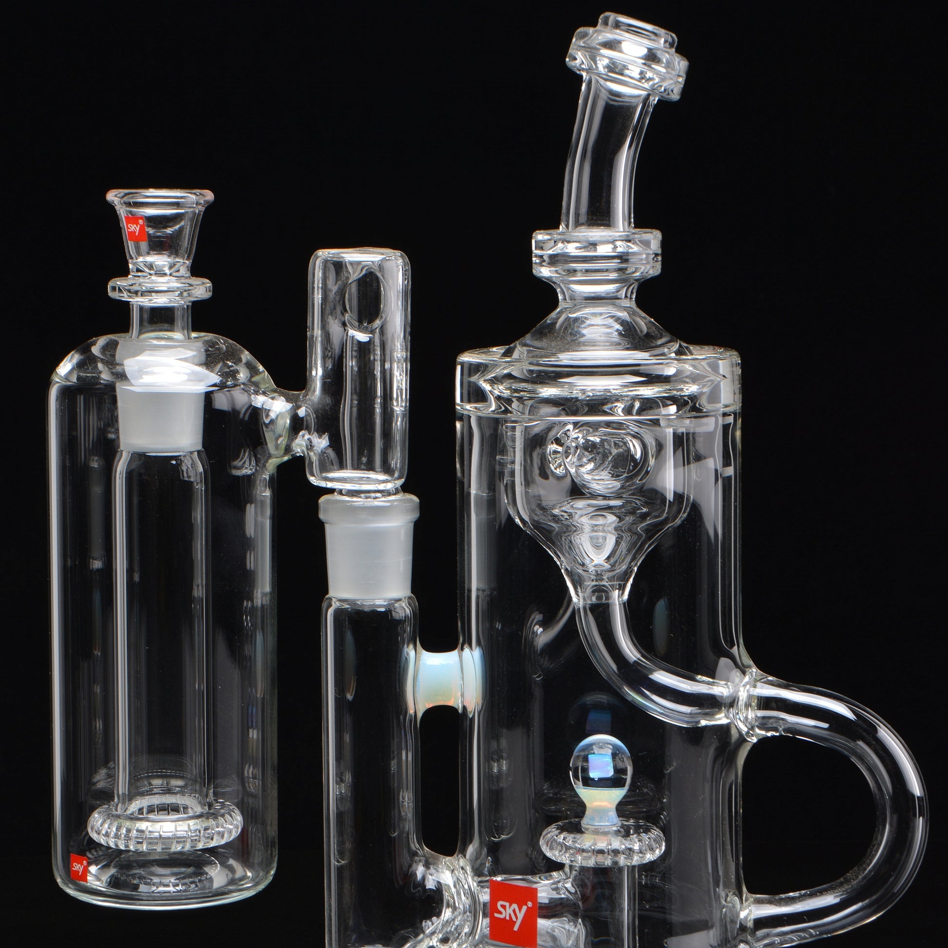 Quantum Klein Recycler Set, close up of the mouthpeice and showerhead splashcatcher
