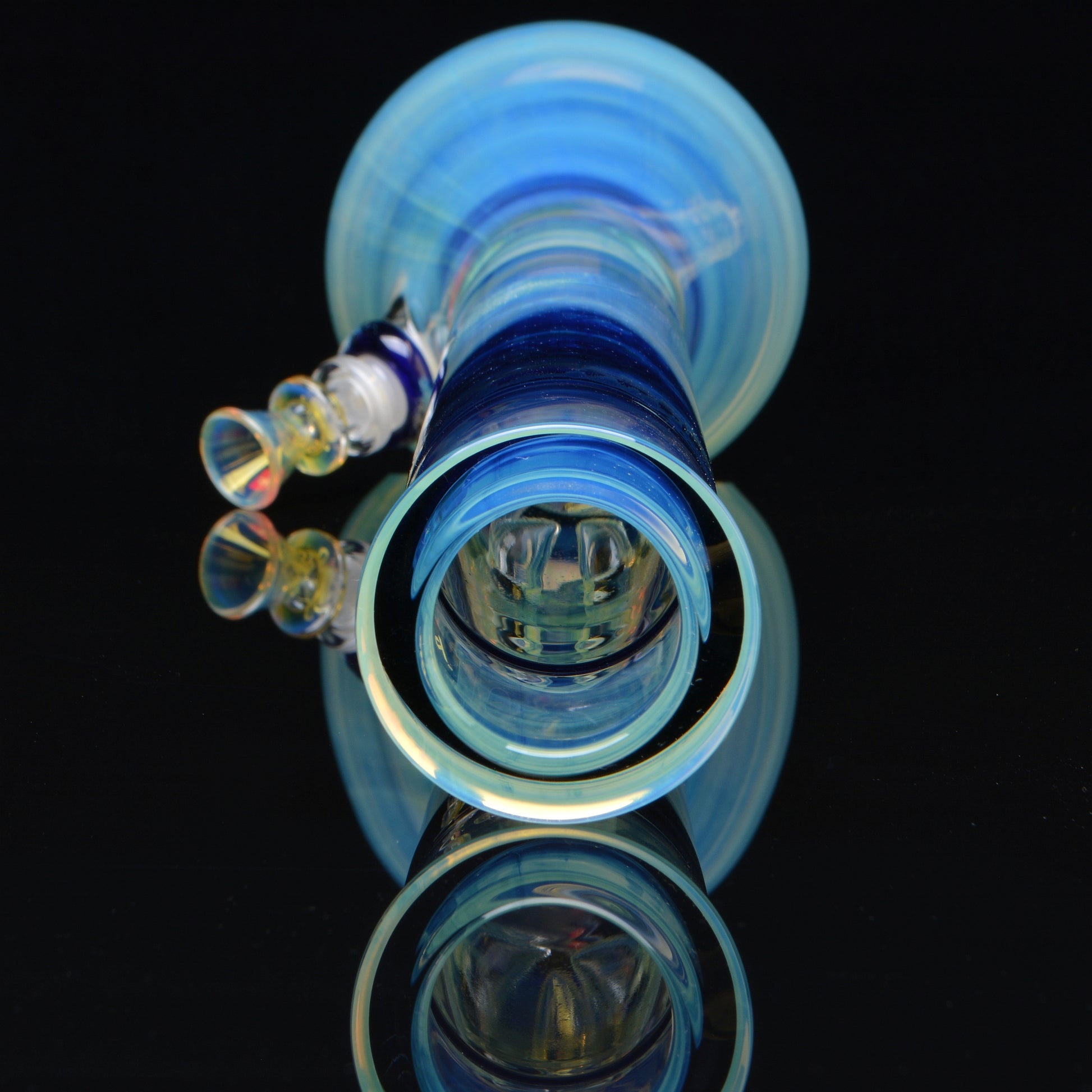 close up bong mouthpiece shot, silver fumed