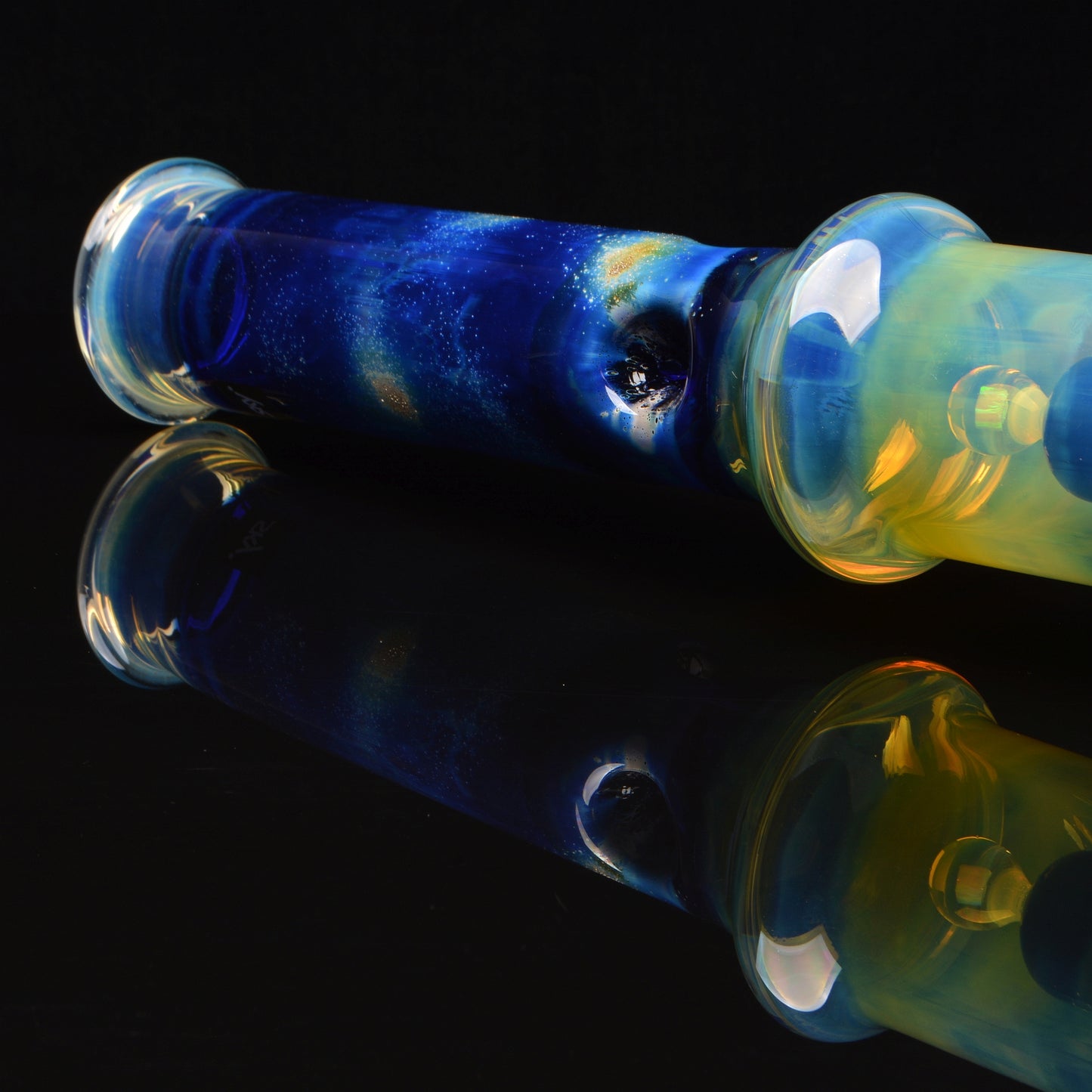close up shot of the Saturn space theme neck bong