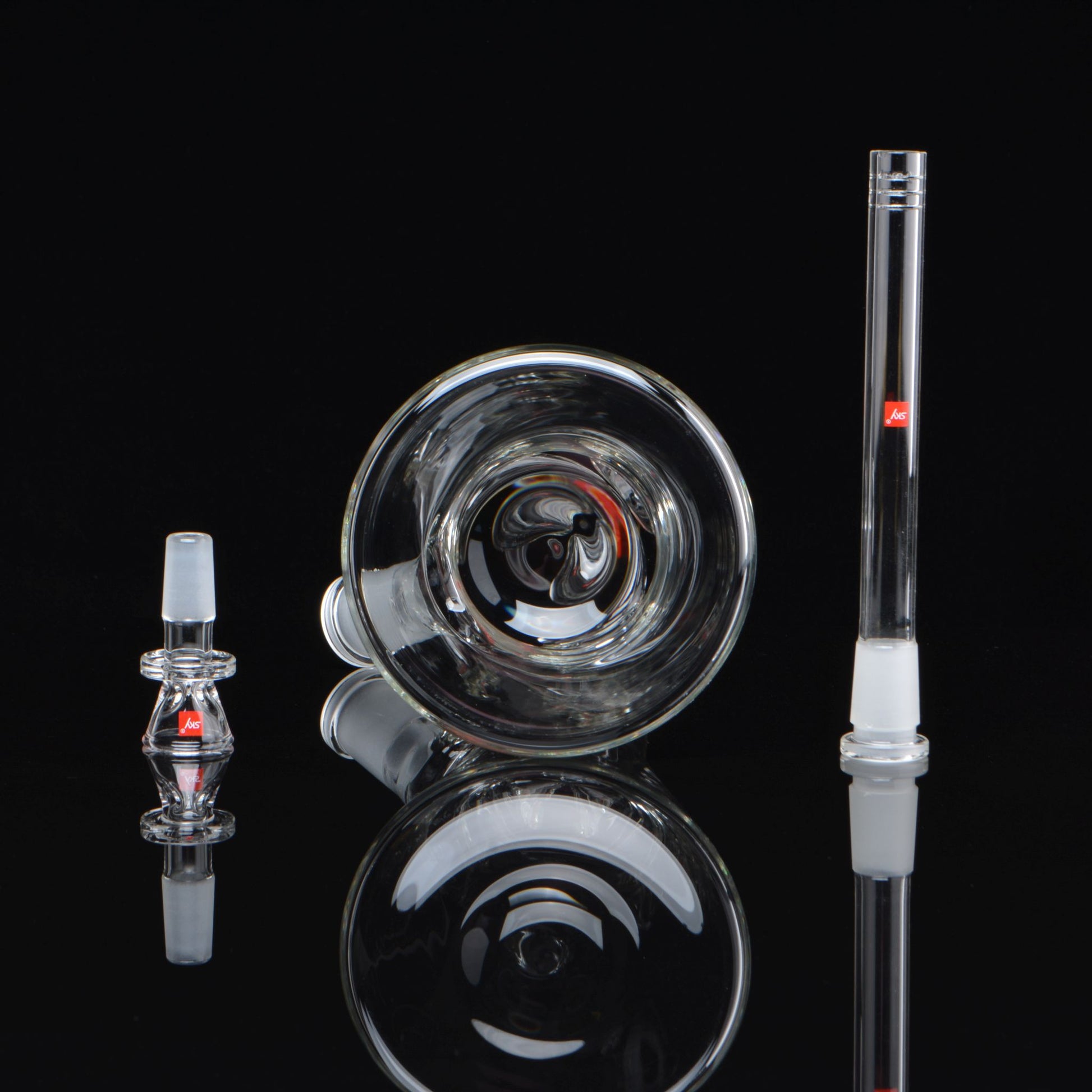 Beaker bong base, downstem, and bowl piece