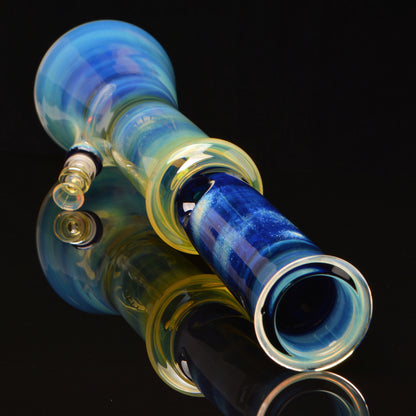 18in Fumed Showerhead Beaker bong, laying down, rotated 45 degrees